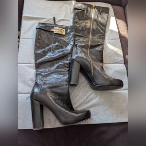 Nine West Shiny Black Heeled Boots